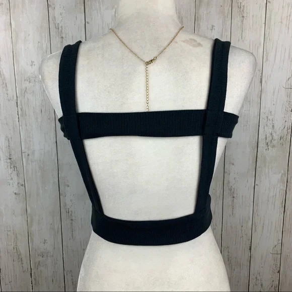 🔥URBAN OUTFITTERS🔥IZZY RIBBED OPEN BACK CROP TOP BLACK XS & LARGE NWT - Picture 7 of 9